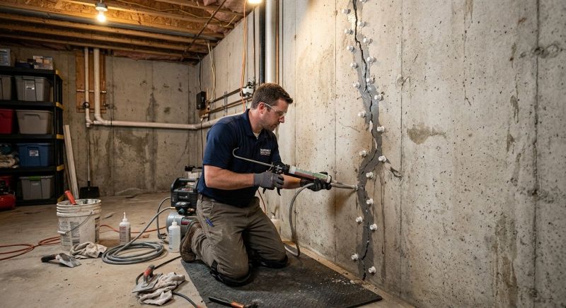Basement Crack Repair in Hingham, MA