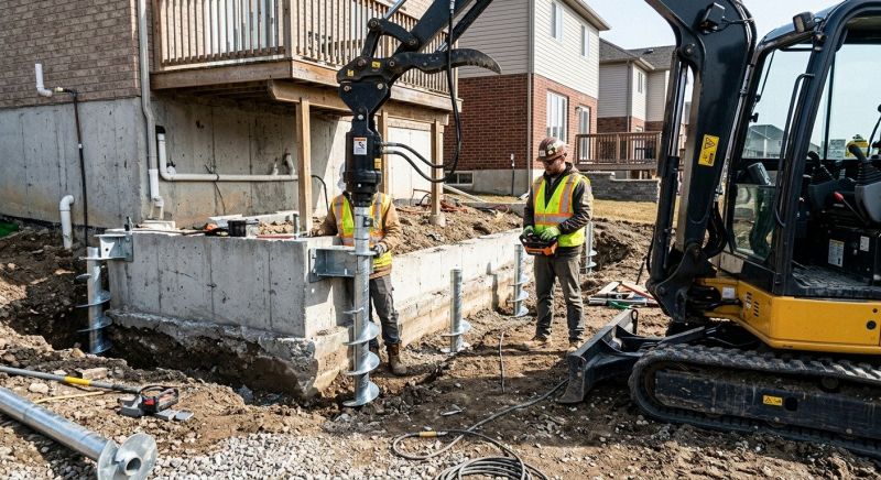 Helical Pile Installation in Hingham, MA