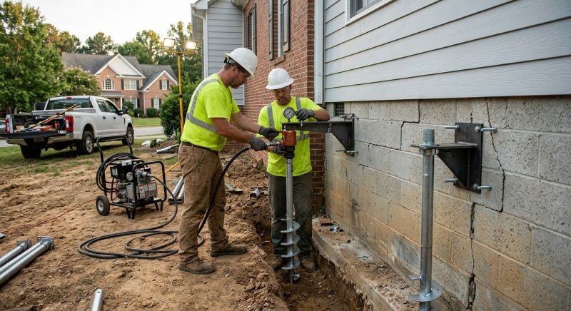Helical Pile Installation in Hingham, MA