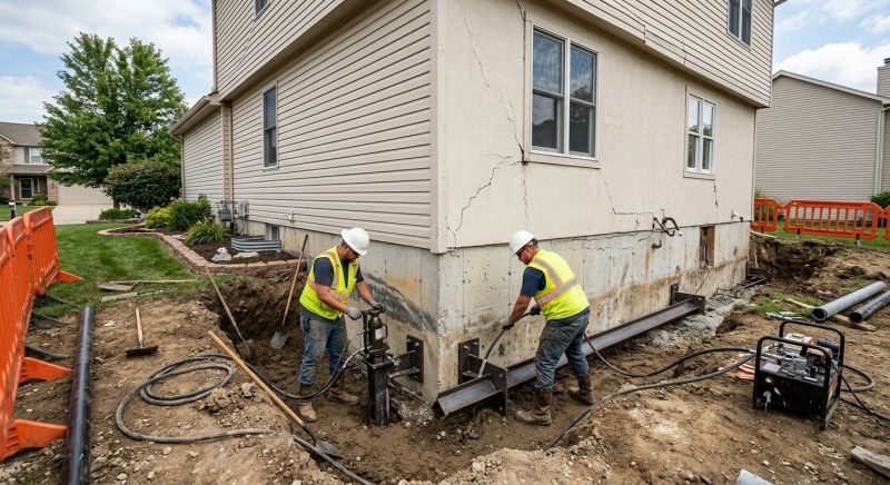 Sinking Foundation Repair in Abington, MA