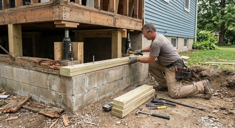 Sinking Foundation Repair in Dedham, MA