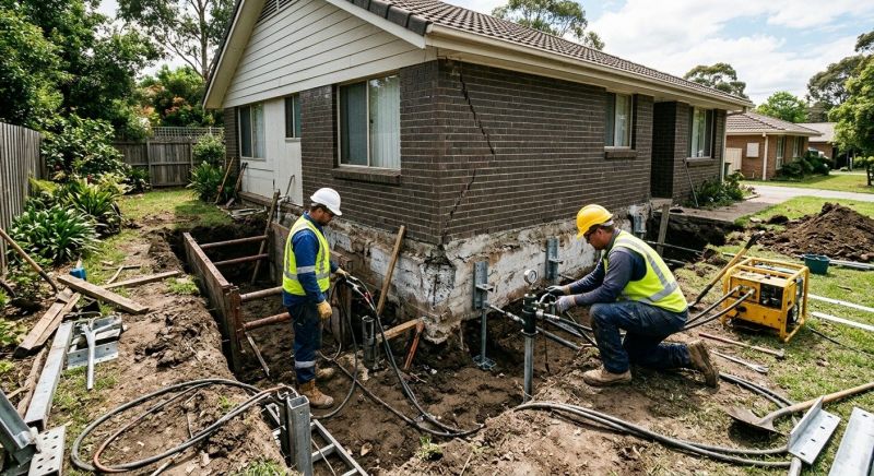 Sinking Foundation Repair in Waltham, MA